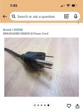 Black 3-Prong Power Cord Plug